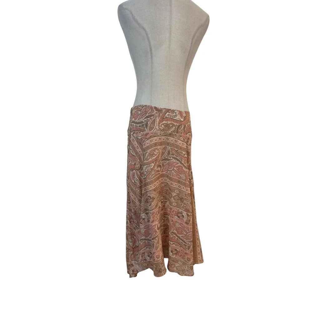 Y2K Bandolino Top‎ Skirt Set Paisley Boho Midi Sz 6 Fairy Grunge Soft Girl